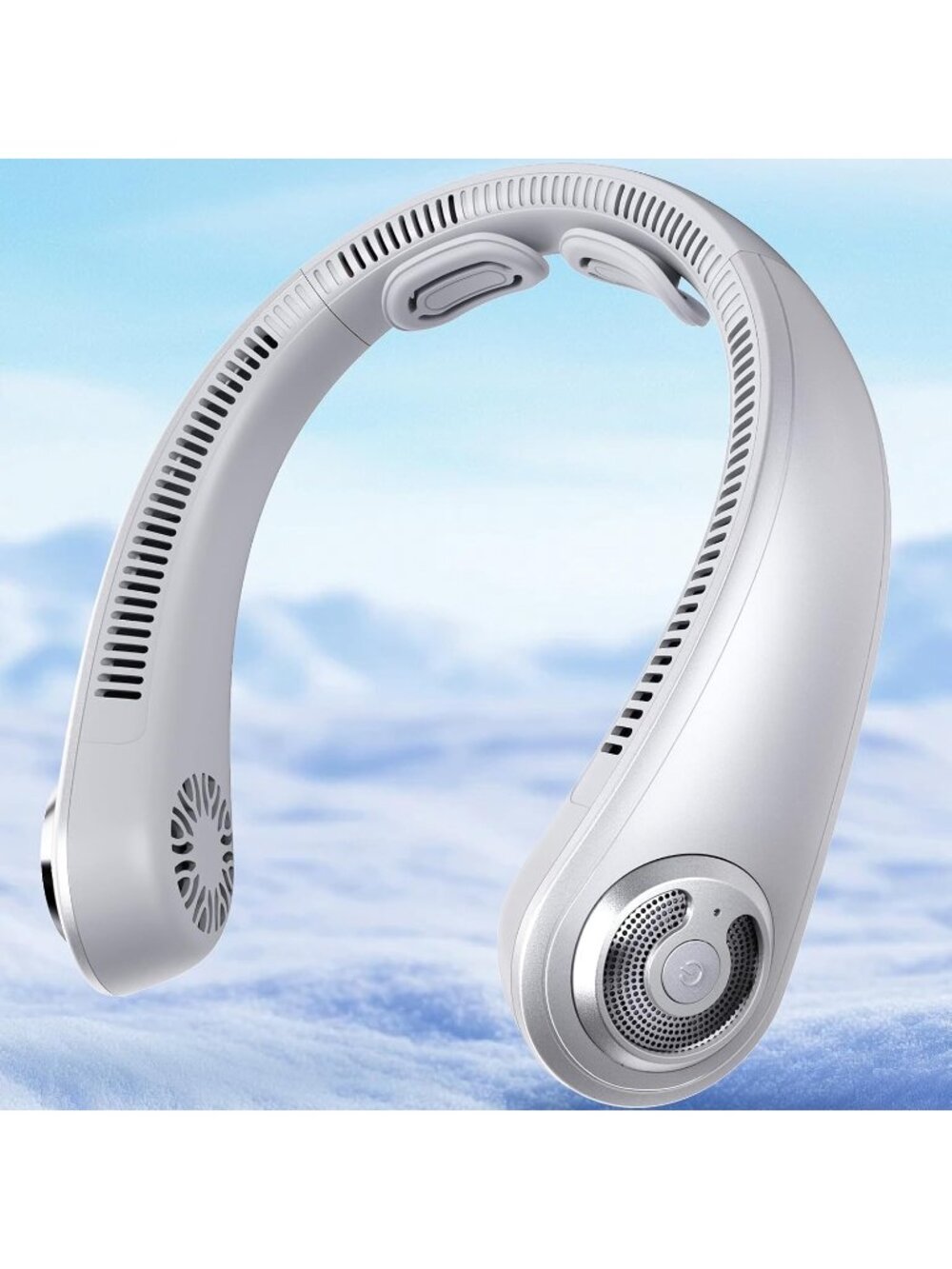 Personal Neck Fan Lightweight Cooling Rechargeable 5-Speed Quiet Gray